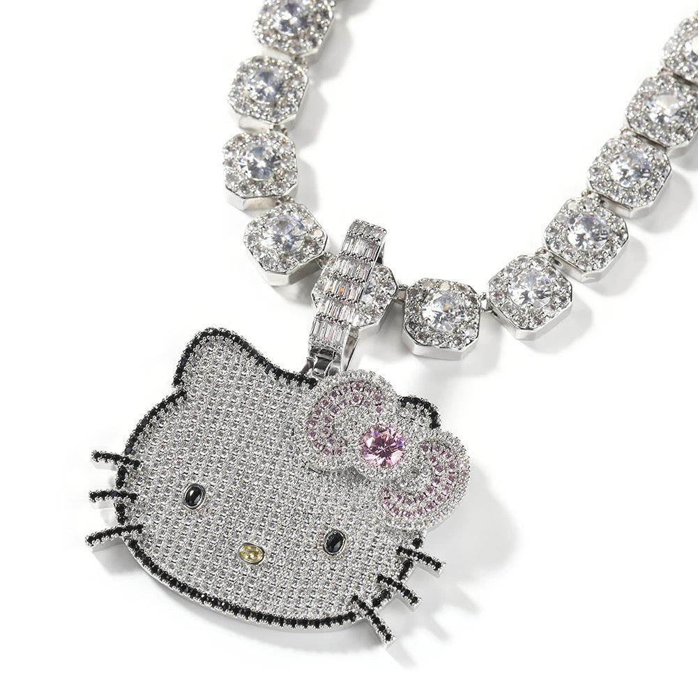 Iced Out Kitty Necklace