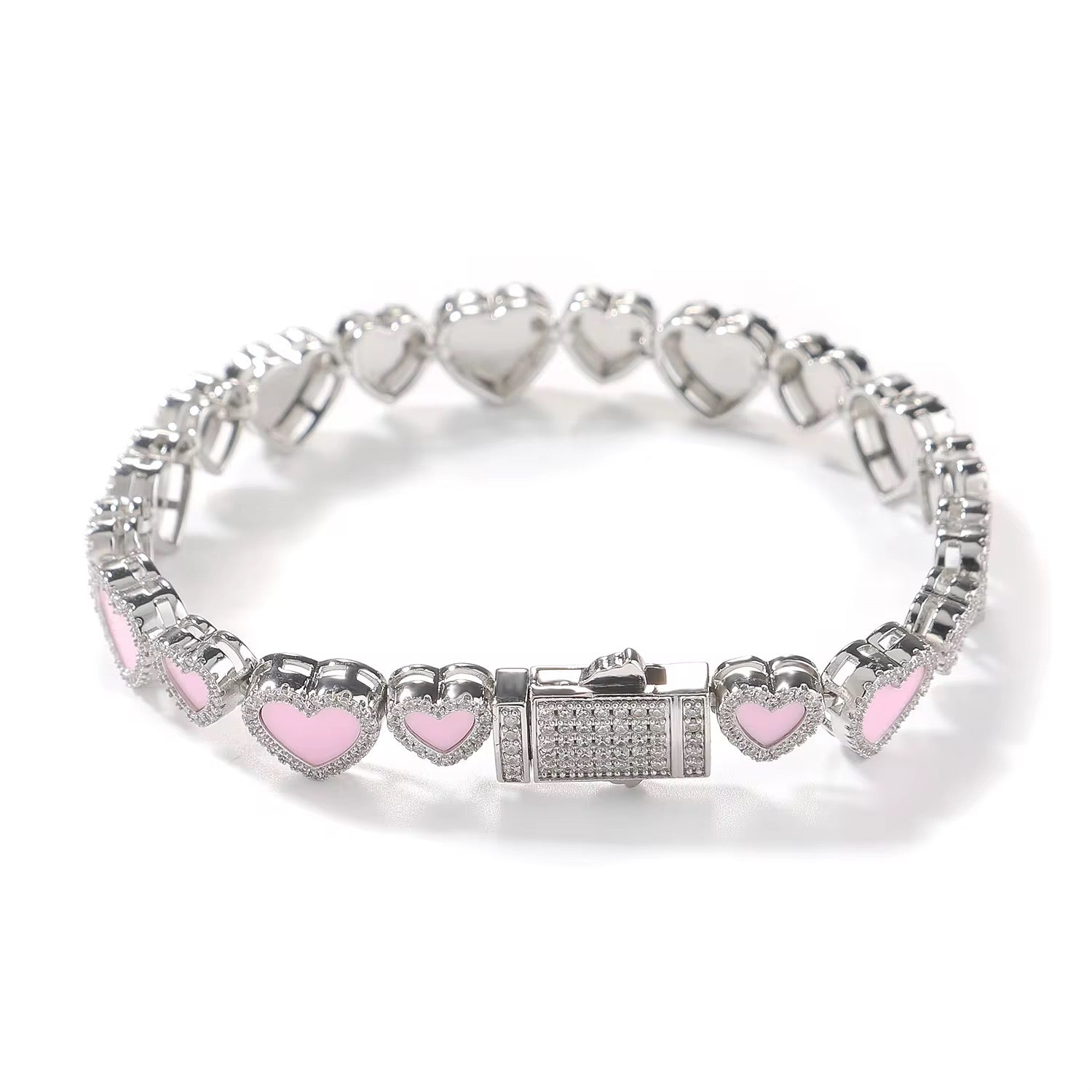 Pink Icy Heart Bracelet