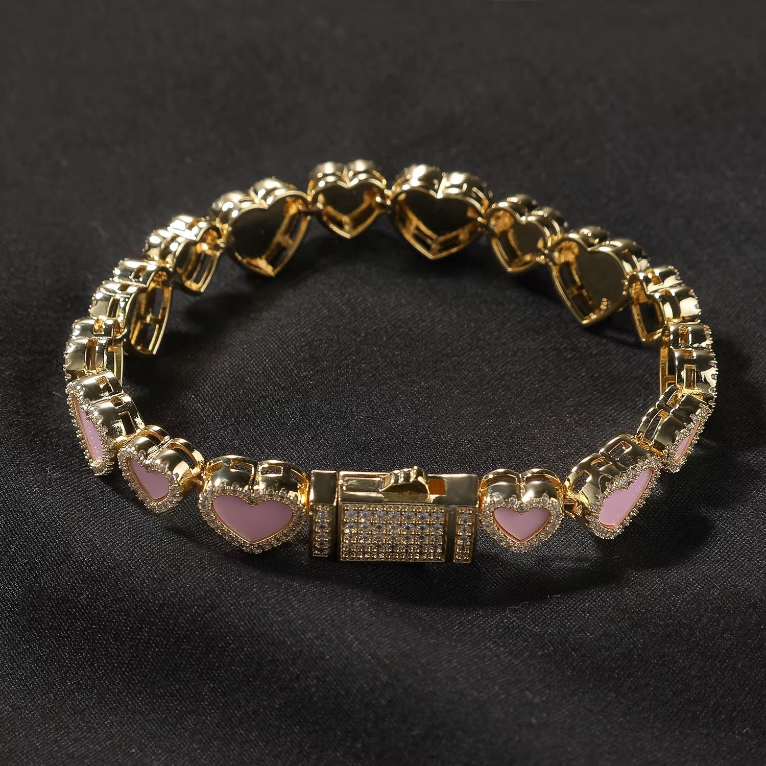 Pink Icy Heart Bracelet