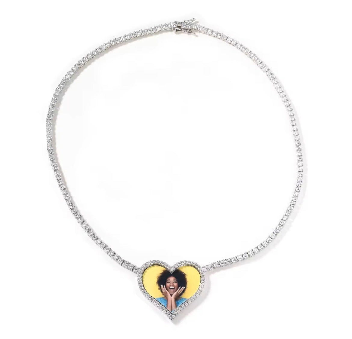 Custom Heart Photo Tennis Necklace