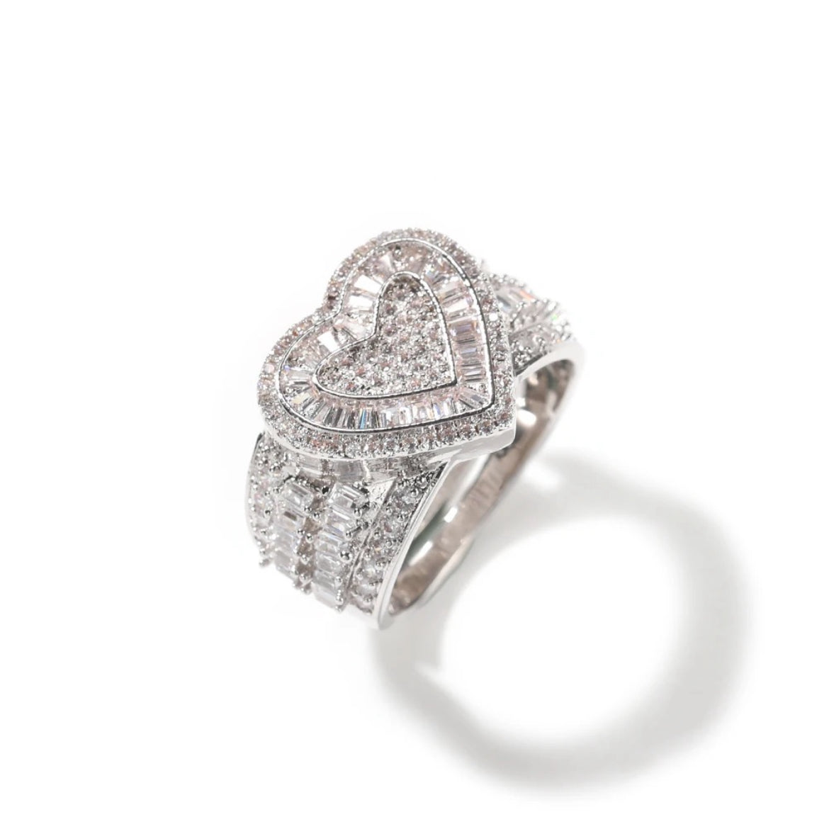 Thick Hearts Baguette Ring