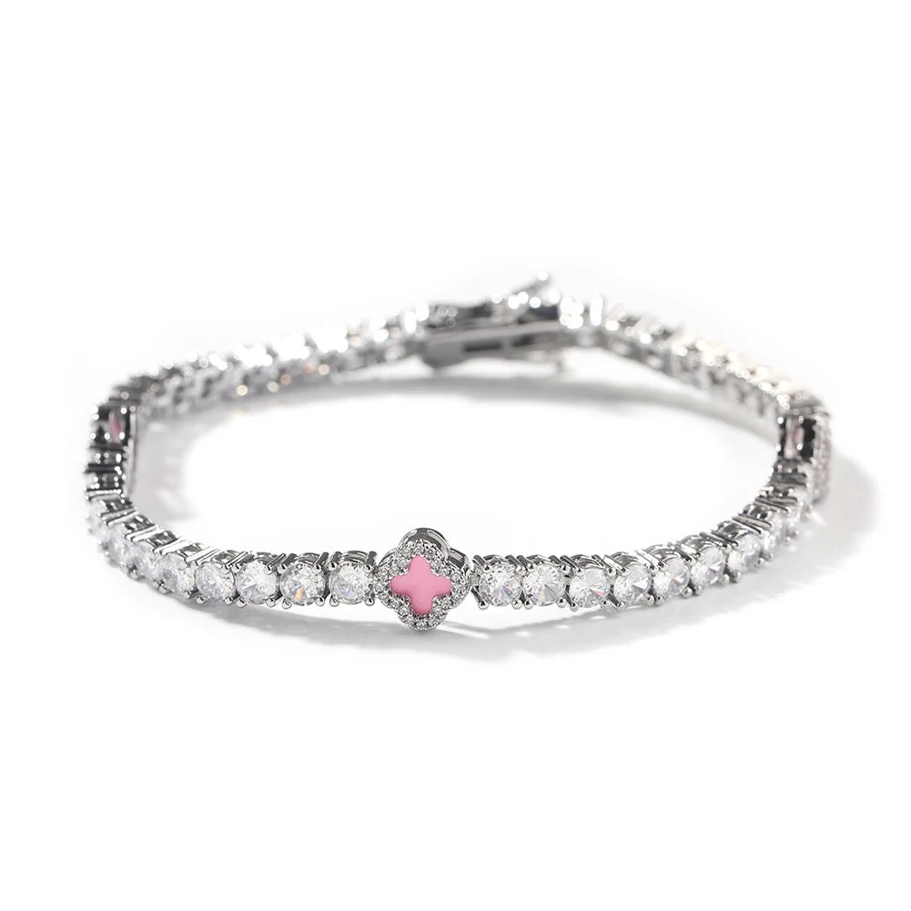 Icy Clover Tennis Bracelet