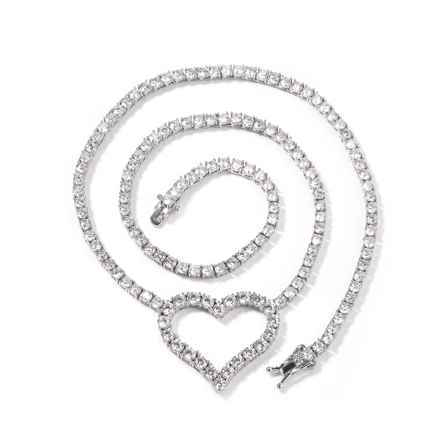 Icy Heart Tennis Necklace