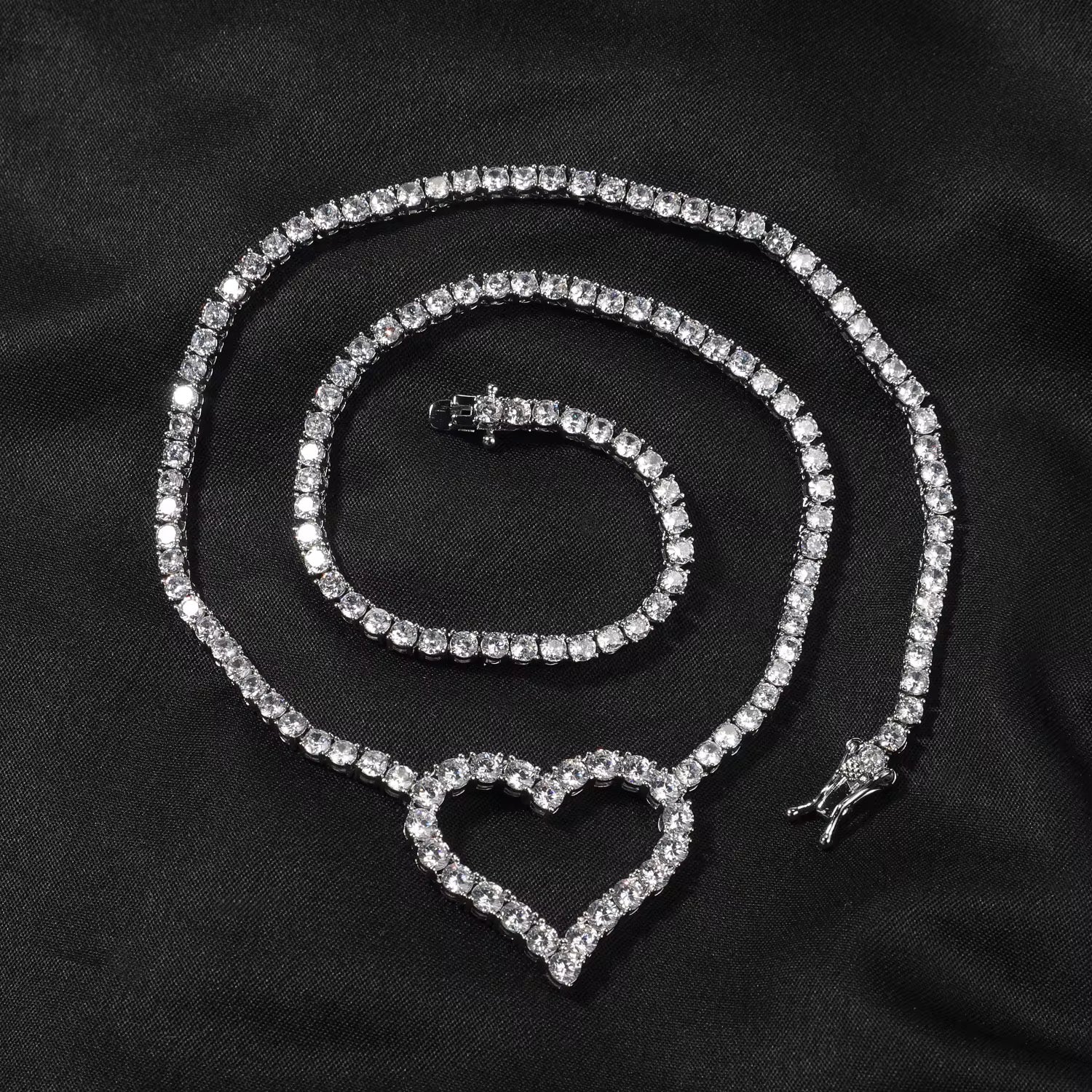 Icy Heart Tennis Necklace