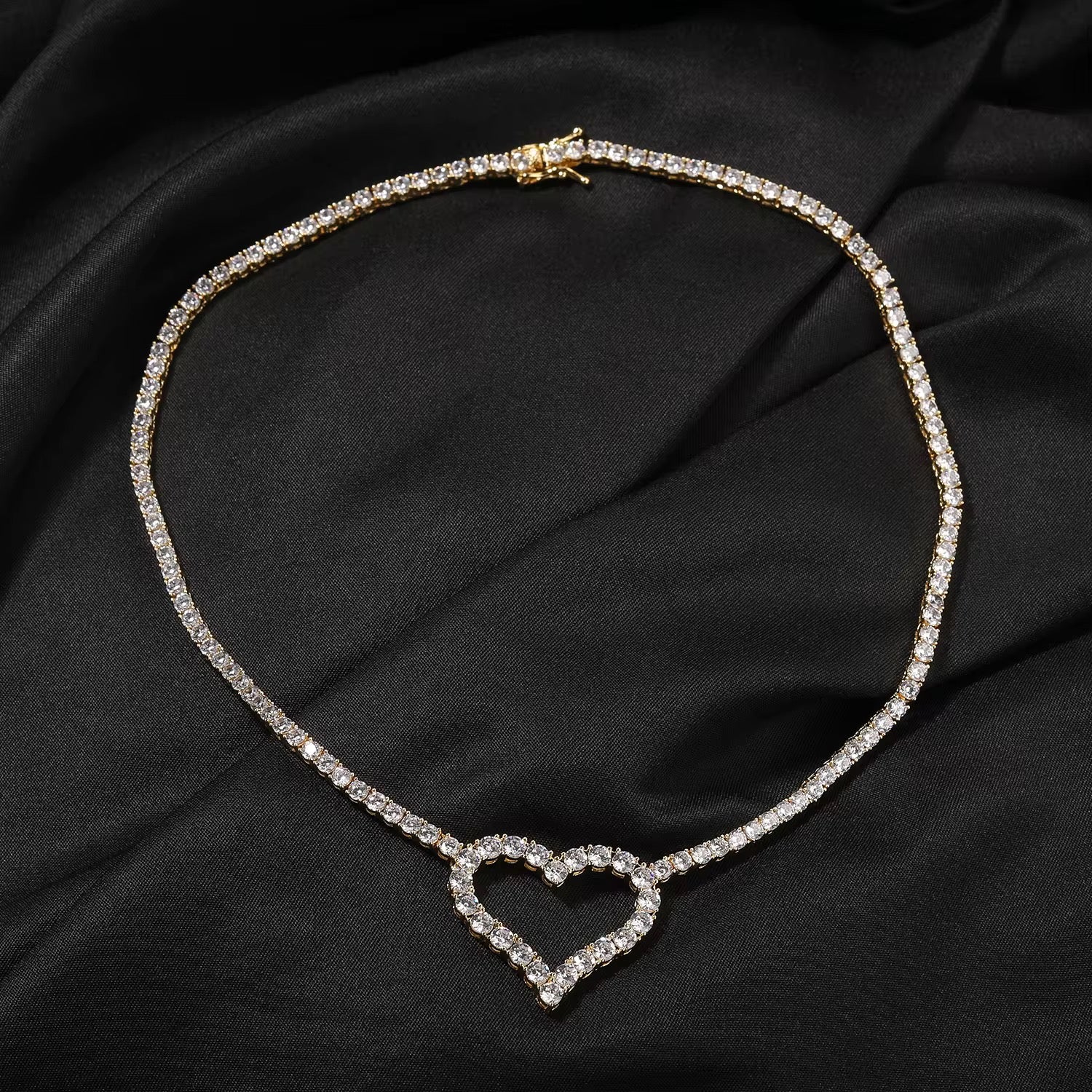 Icy Heart Tennis Necklace