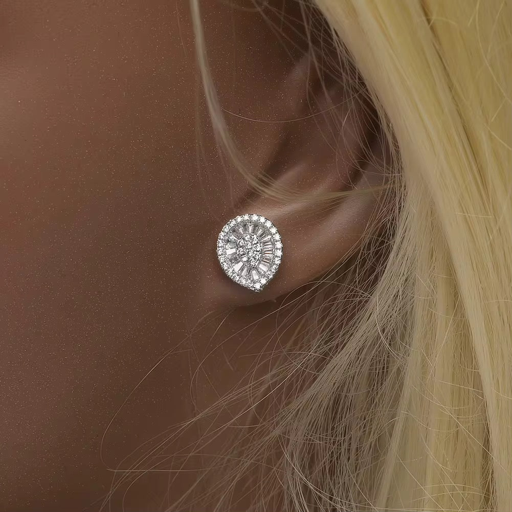 Icy Baguette Teardrop Studs