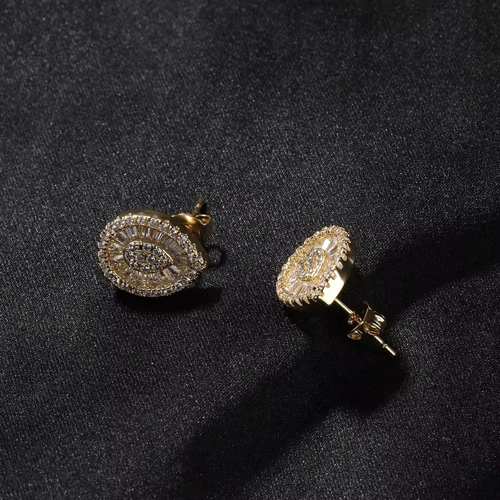 Icy Baguette Teardrop Studs