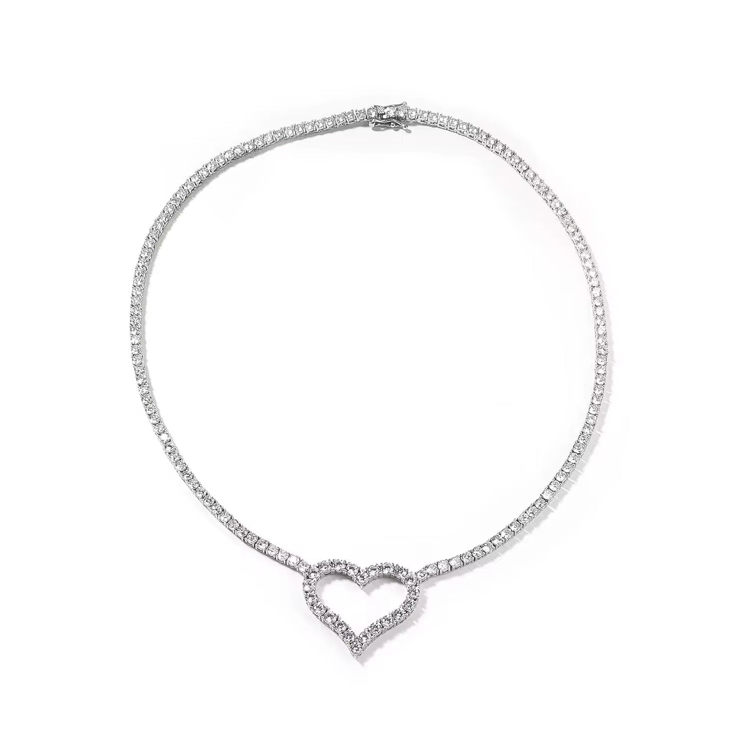 Icy Heart Tennis Necklace