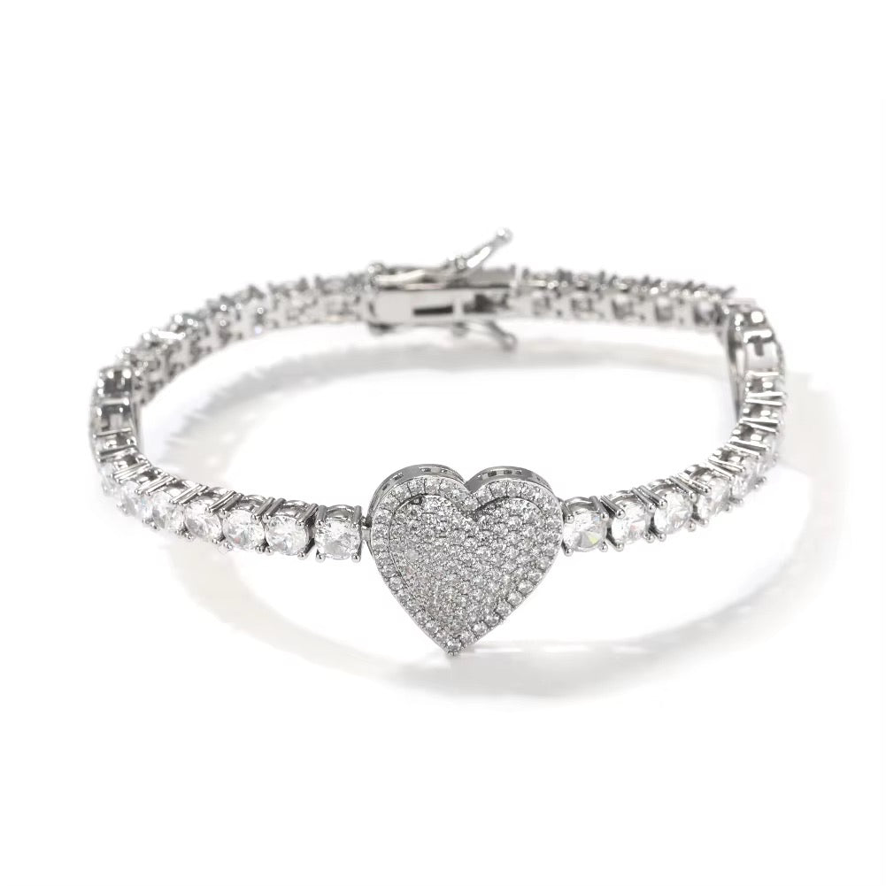 Icy Heart Tennis Bracelet