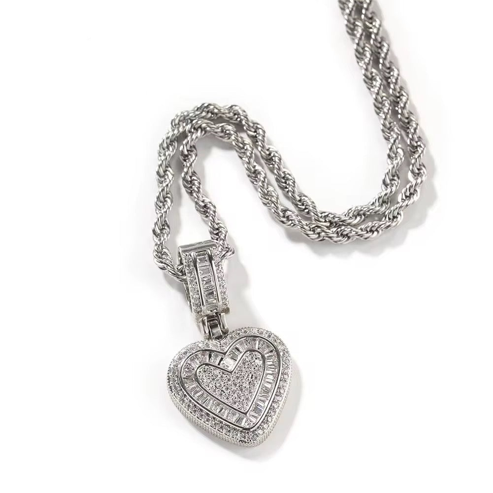 Mini Baguette Heart Pendant Chain