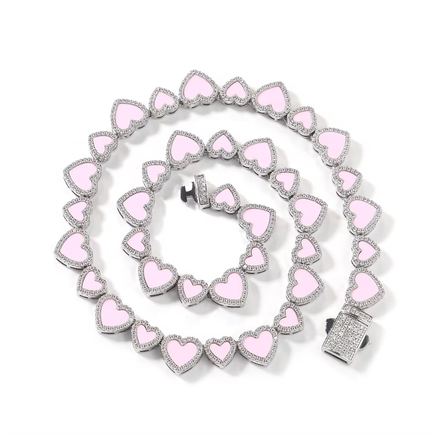Pink Icy Heart Necklace