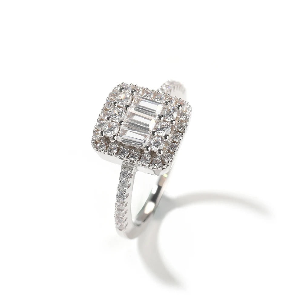 Icy Square Baguette Ring