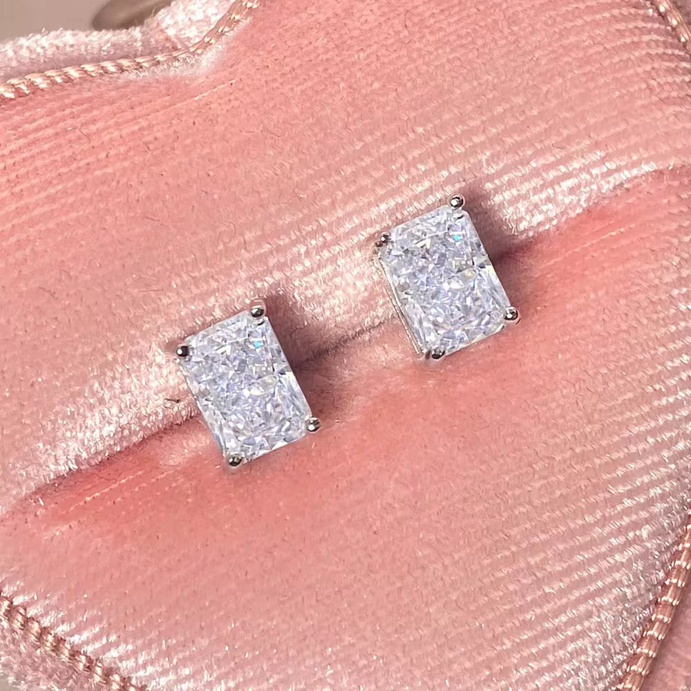 Icy Rectangle Stud Earrings