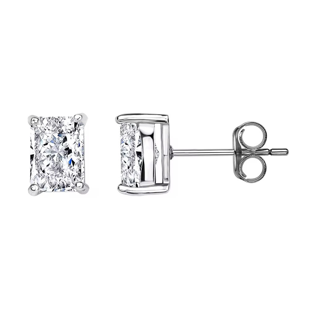 Icy Rectangle Stud Earrings