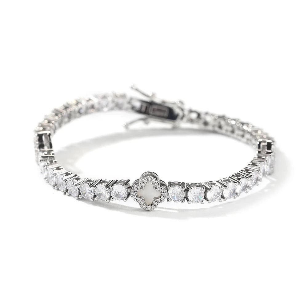 Icy Clover Tennis Bracelet