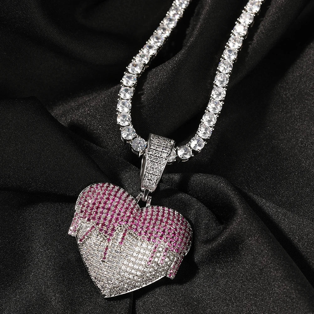 Pink Heart Drip Necklace