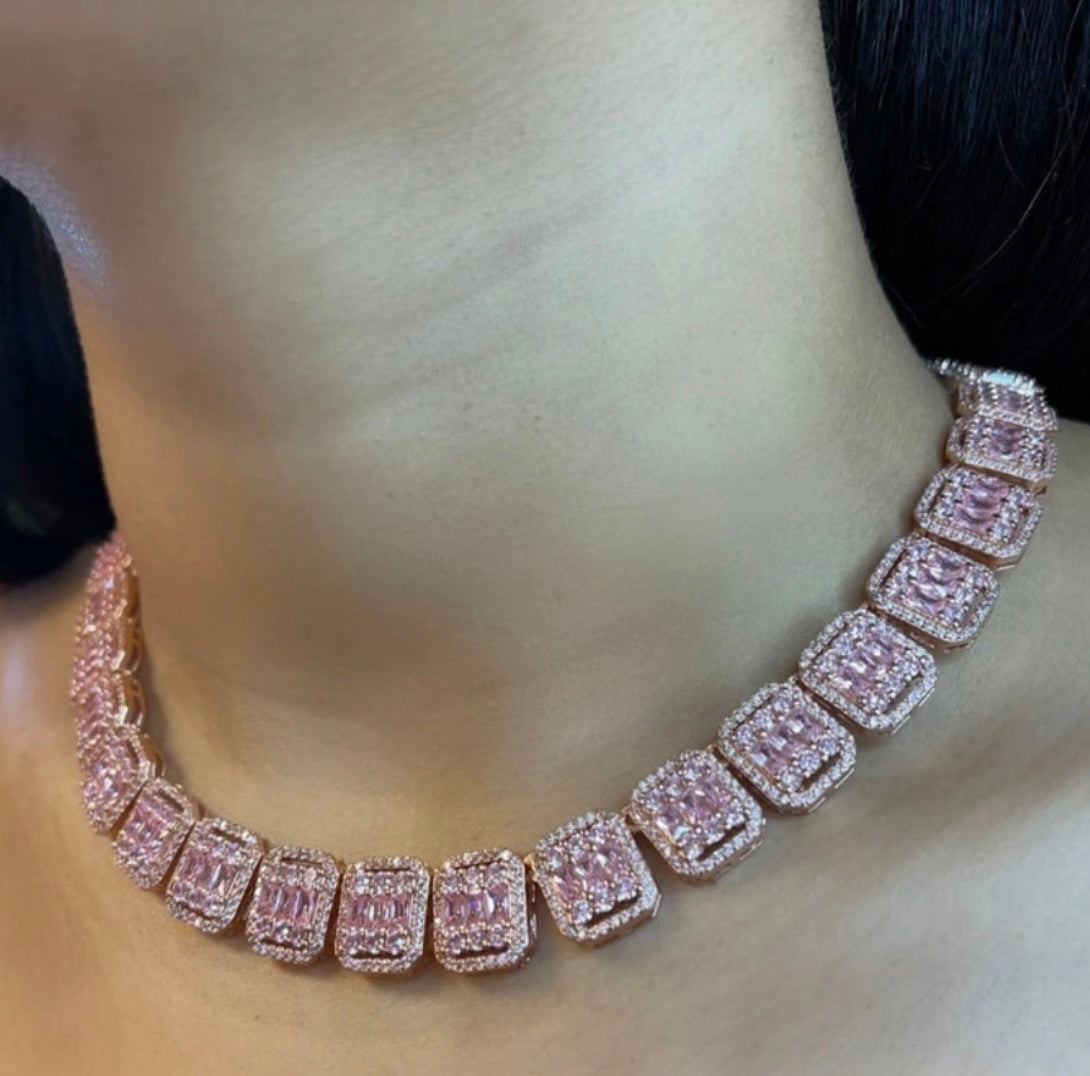 Frosted Square Baguette Necklace