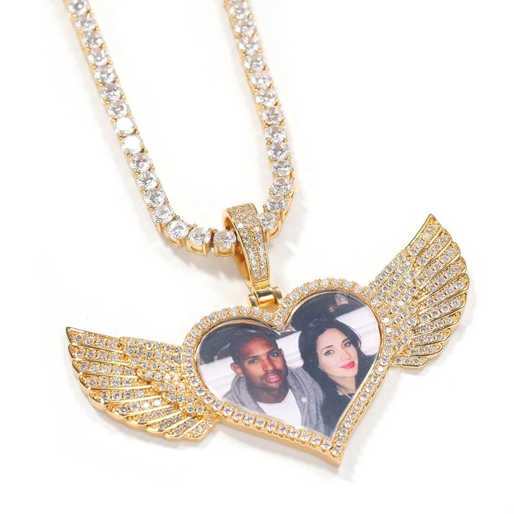 Heart Wings Photo Necklace