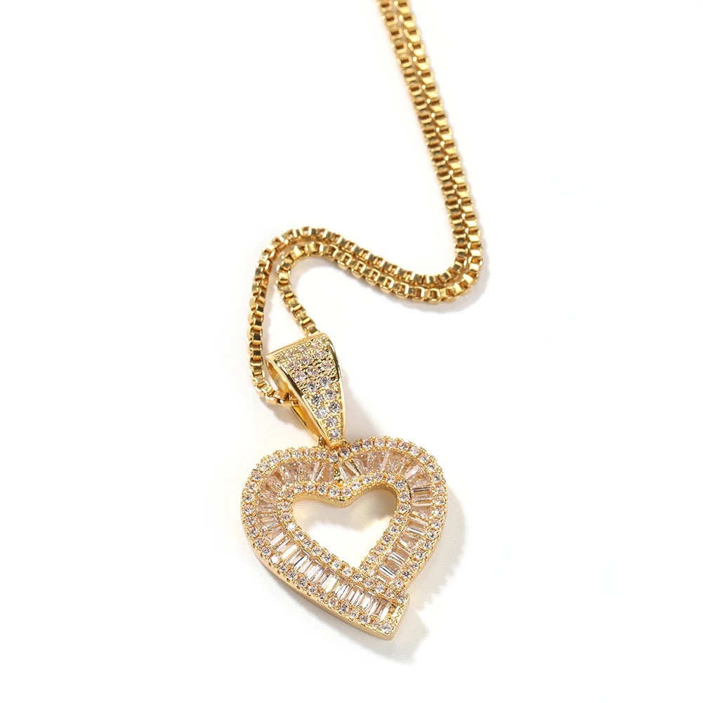 Baguette Heart Pendant Necklace