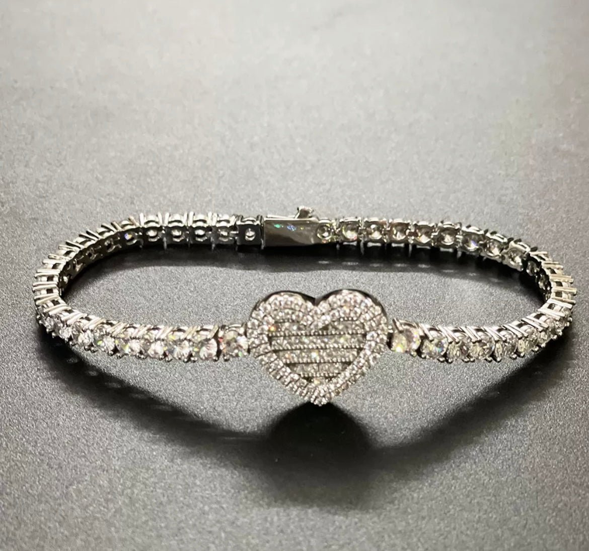 Baguette Heart Tennis Bracelet