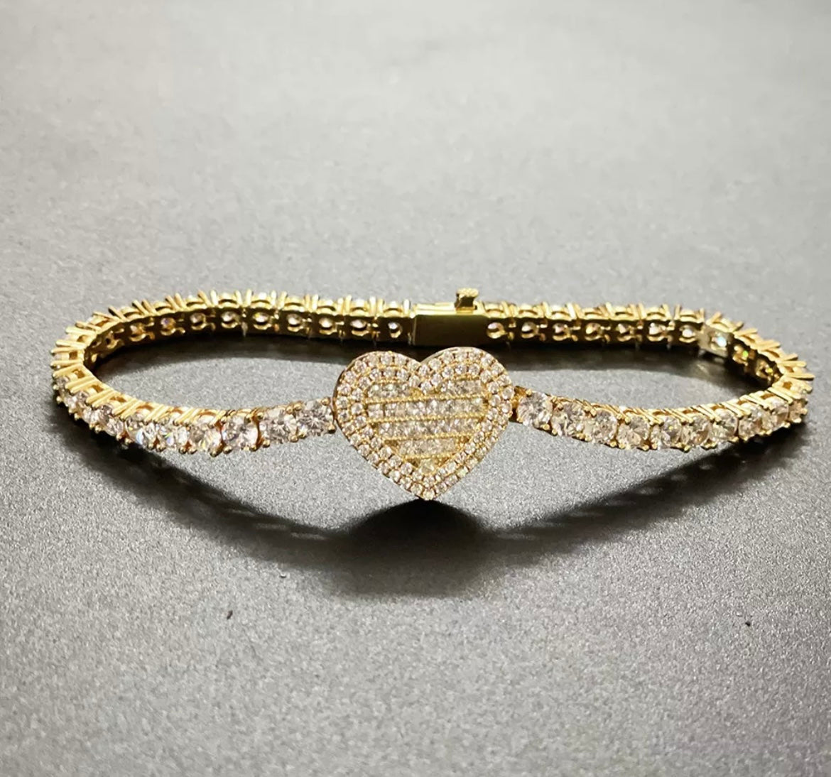 Baguette Heart Tennis Bracelet
