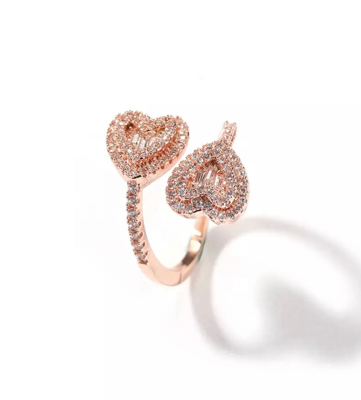 Icy Baguette Hearts Ring