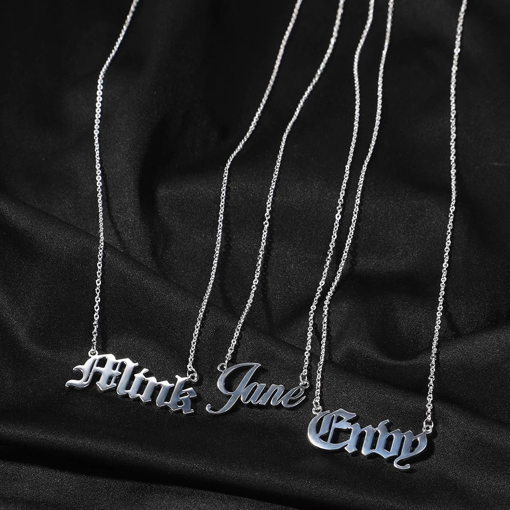 Silver Nameplate Necklace