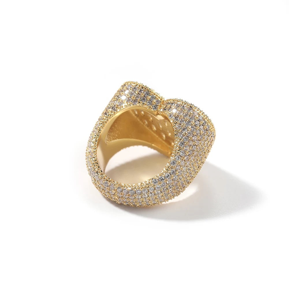 Iced Out Baguette Heart Ring