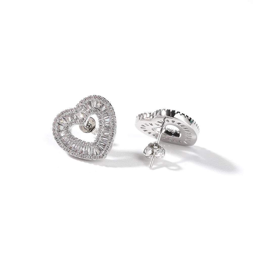 Icy Baguette Heart Earrings – DollsDream Jewelry