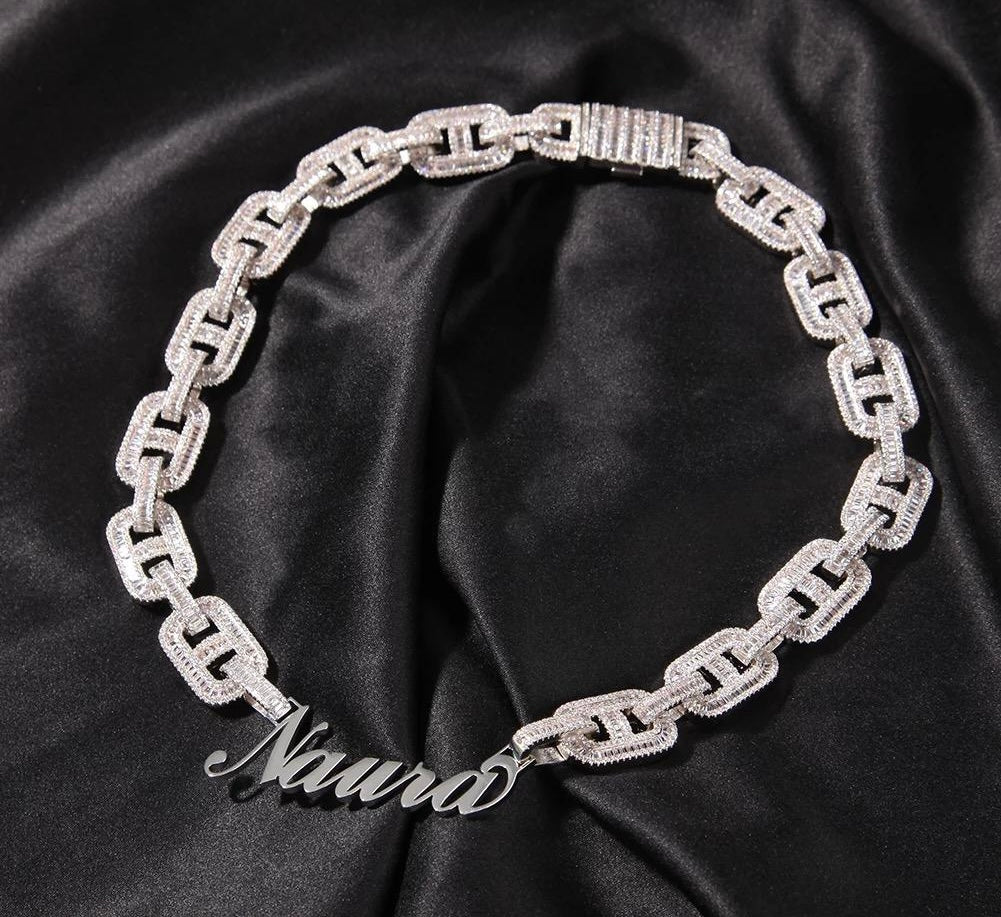 Frosted Custom Baguette Necklace