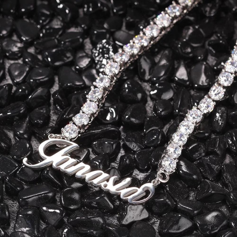 Nameplate Tennis Necklace