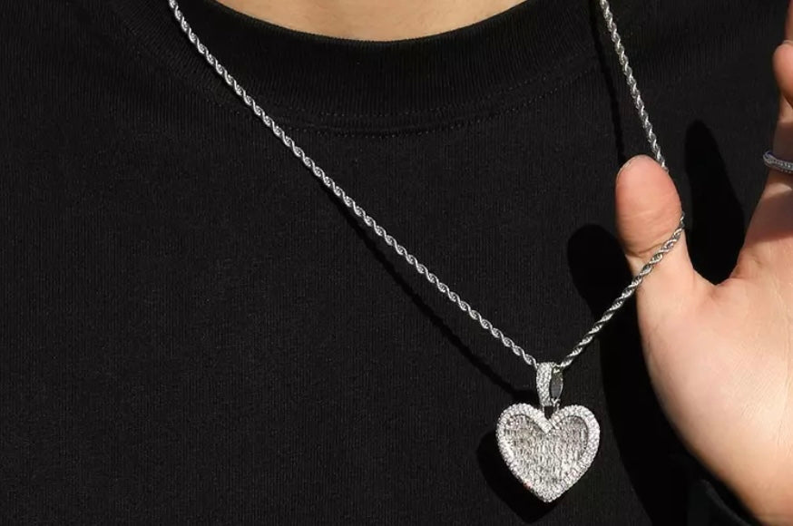 Icy Baguette Heart Chain
