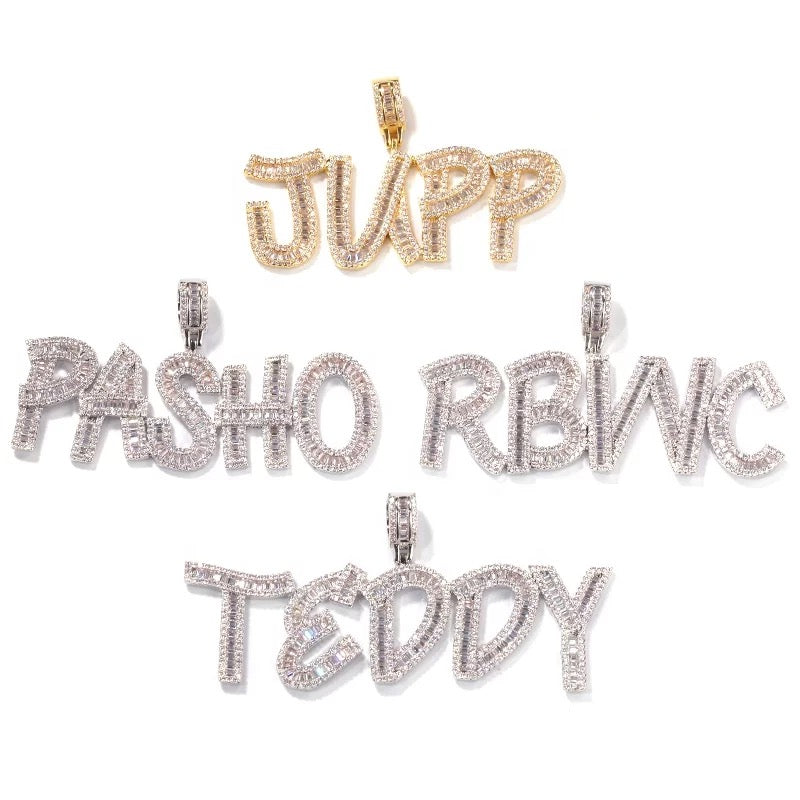 Baguette Nameplate Tennis Necklace