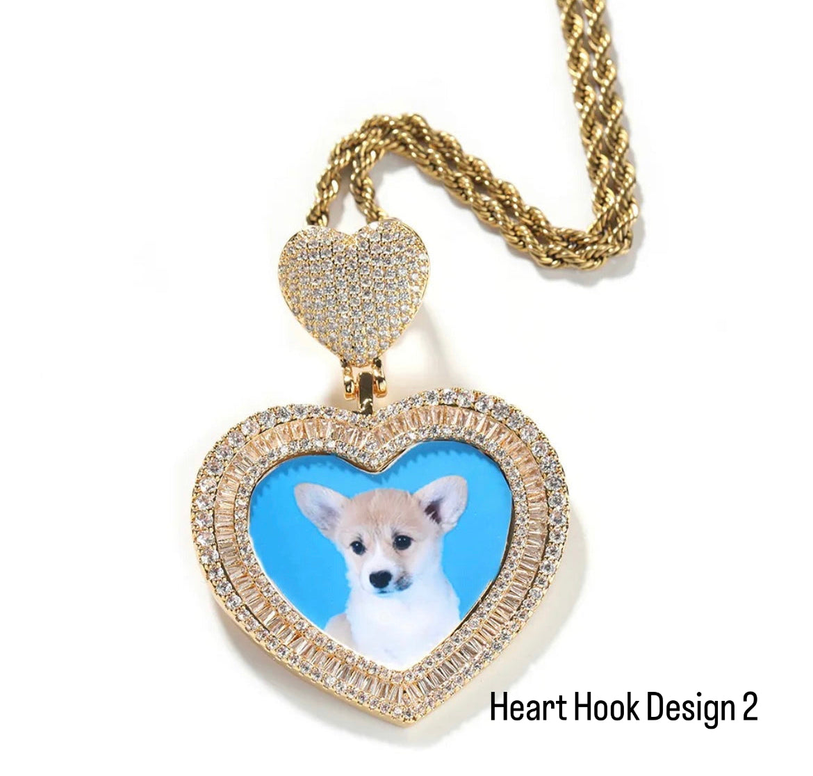 Heart Baguette Photo Necklace