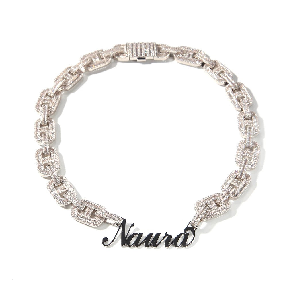 Frosted Custom Baguette Necklace