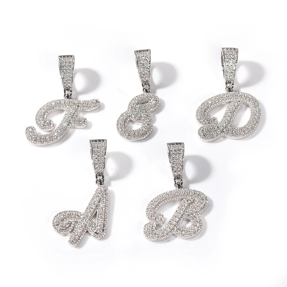 Custom Frosted Initial Cuban Necklace