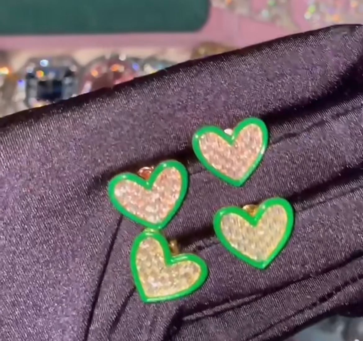 Heart Shape Baguette Earrings