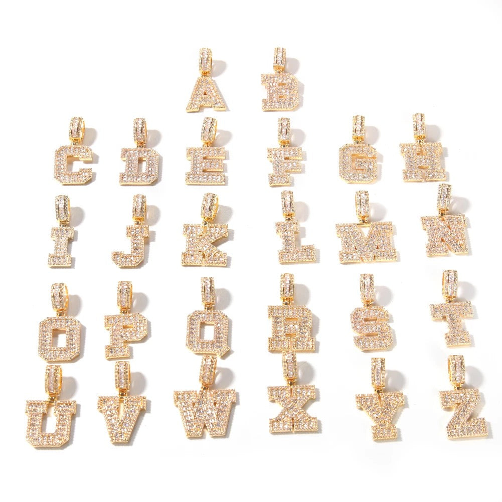 Baguette Varsity Initial Tennis Necklace