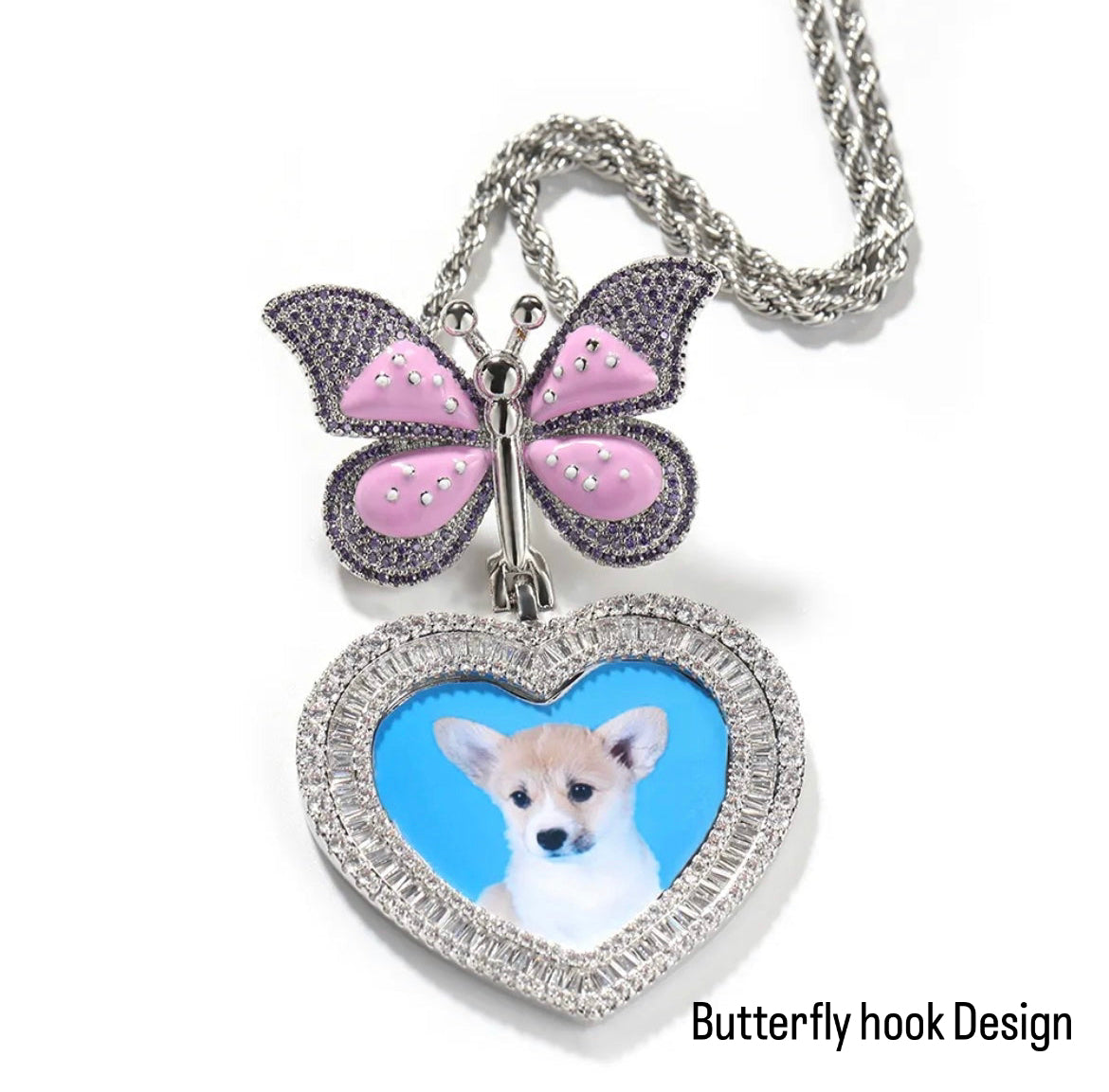 Heart Baguette Photo Necklace