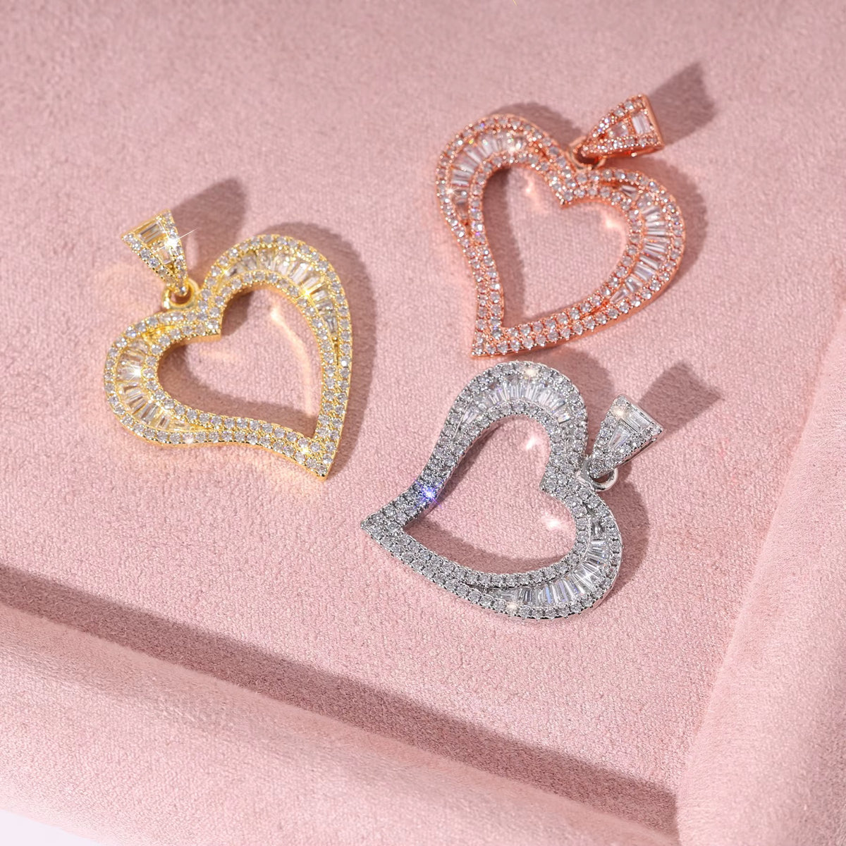 Baguette Heart Swirl Necklace