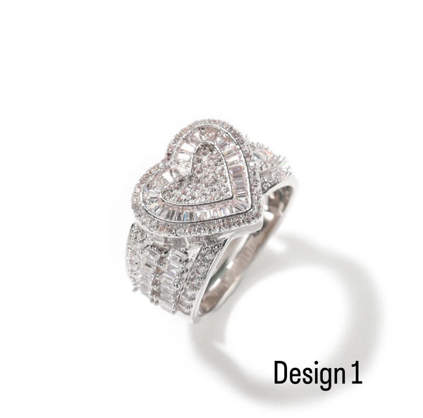 Thick Hearts Baguette Ring