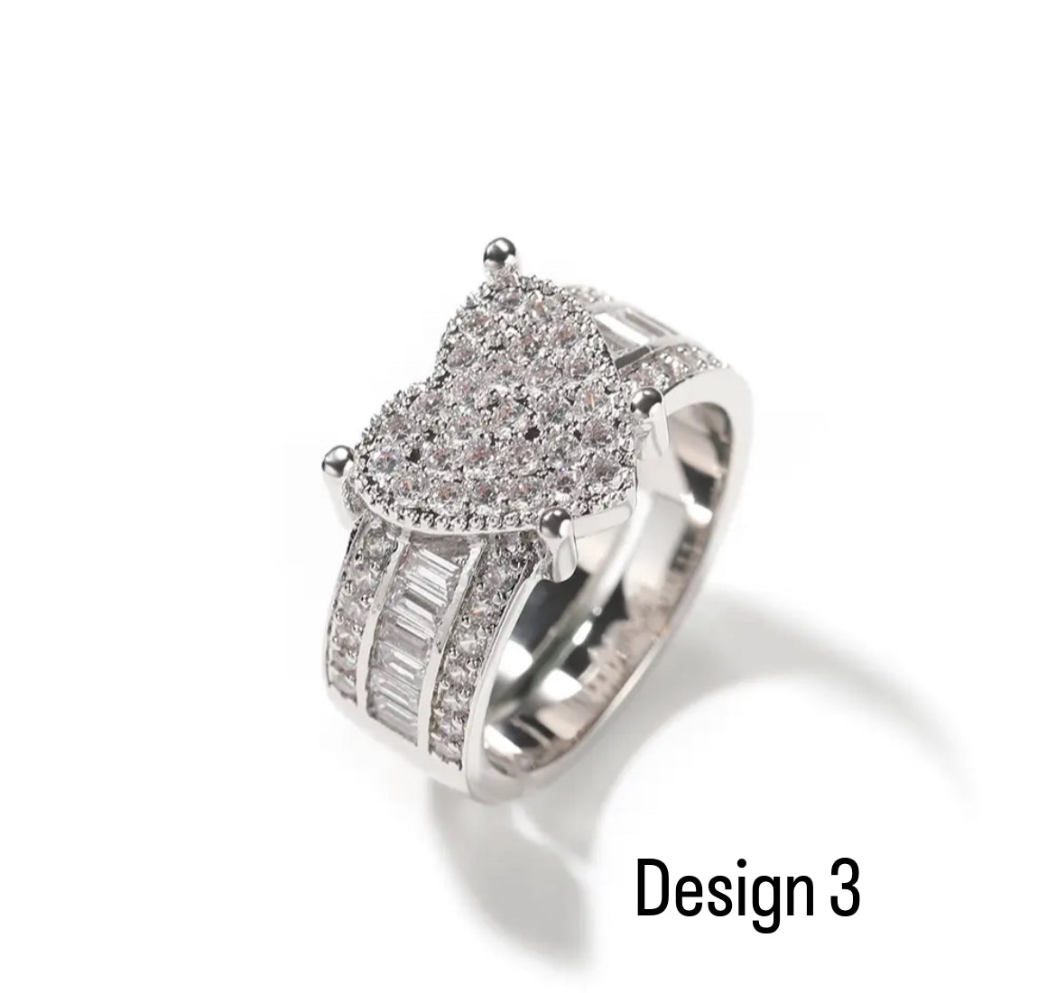 Thick Hearts Baguette Ring