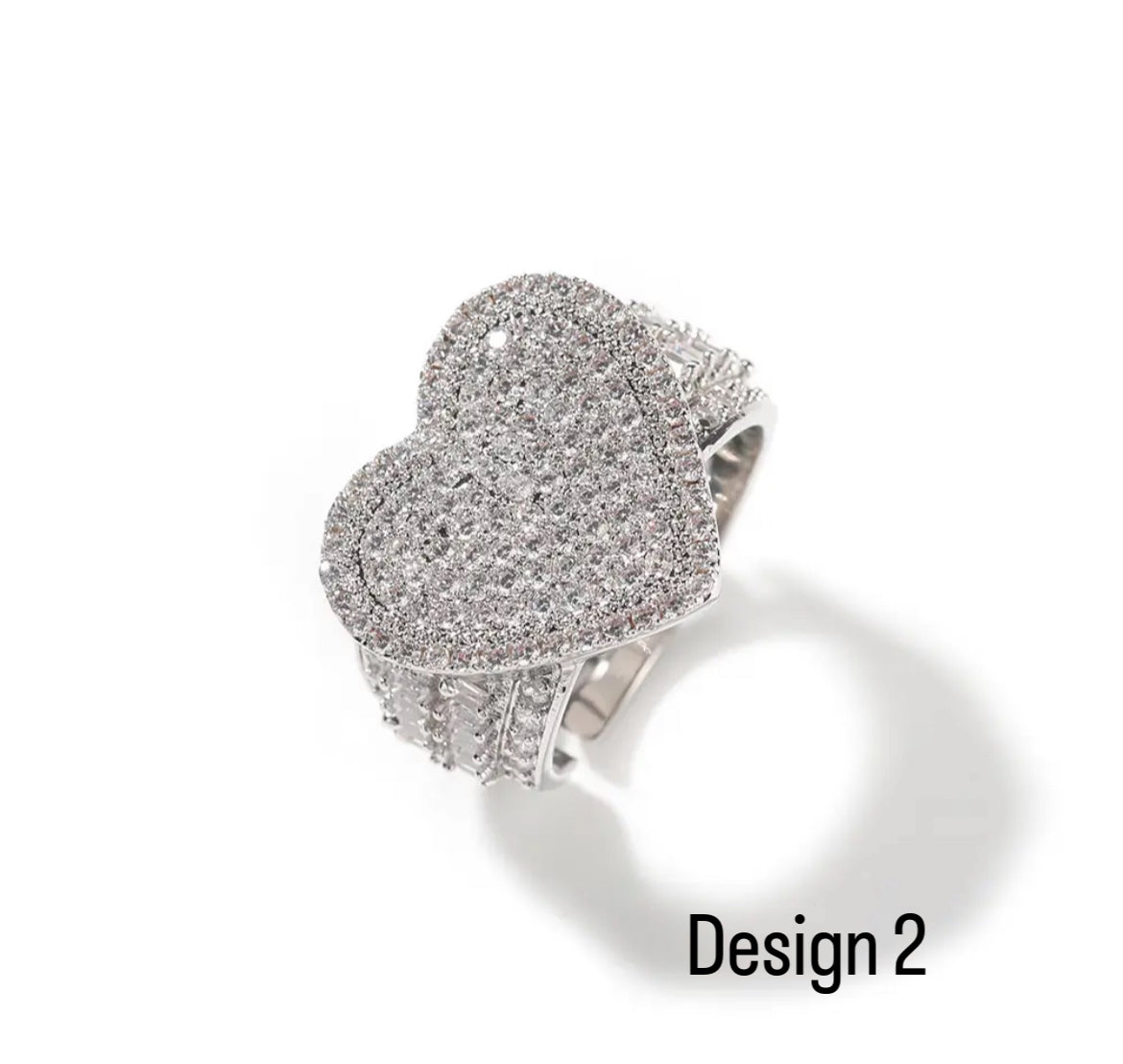 Thick Hearts Baguette Ring