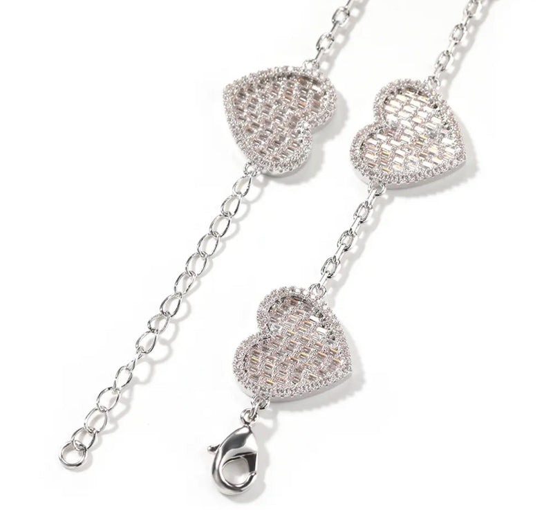 Baguette Heart Links Necklace