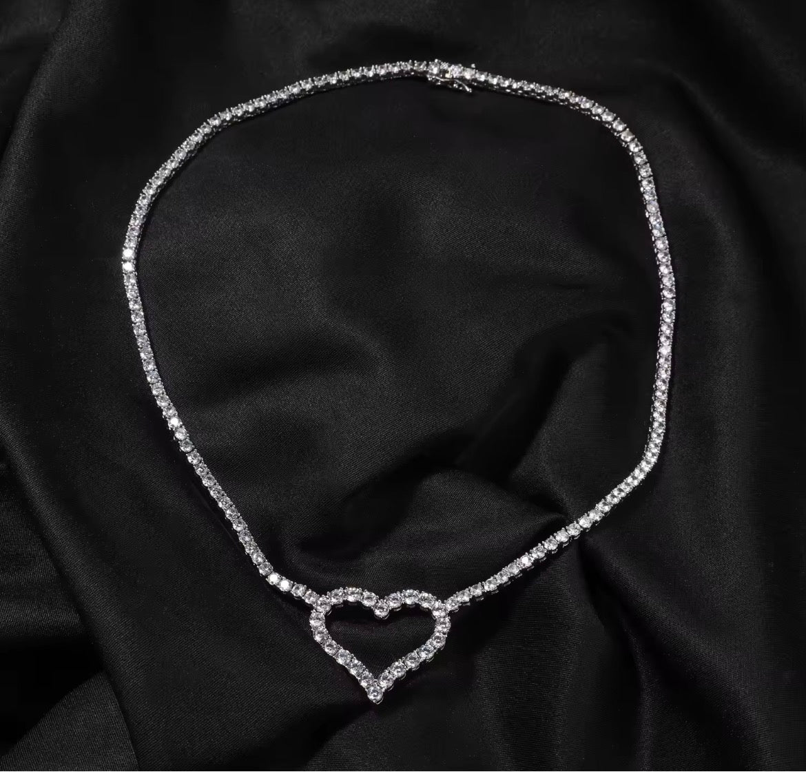 Icy Heart Tennis Necklace