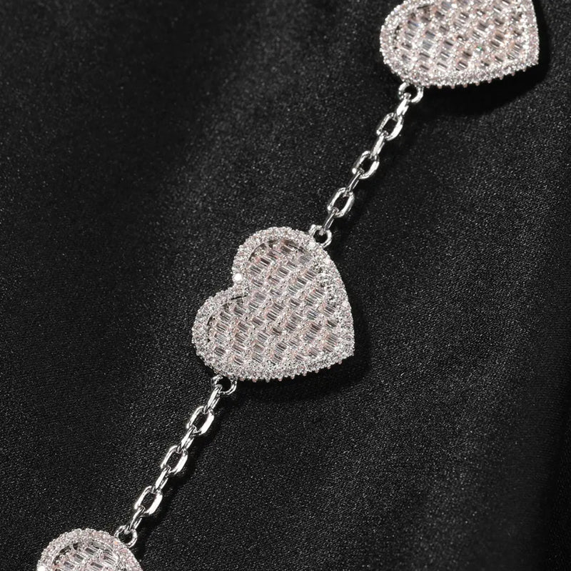 Baguette Heart Links Necklace