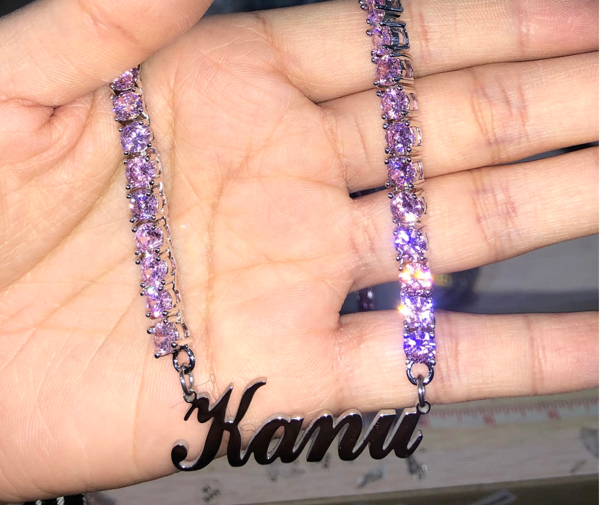 Nameplate Tennis Necklace