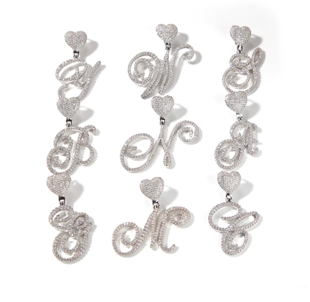 Cursive Heart Initial Necklace