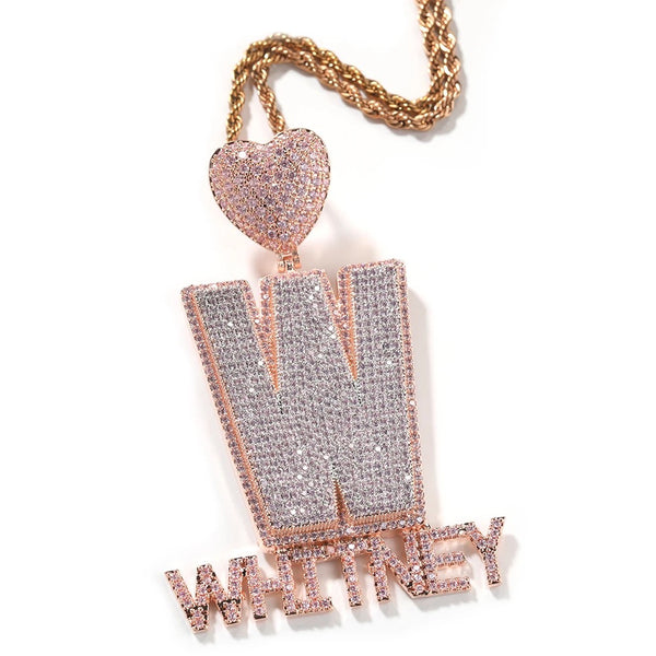 Large Heart Letter Name Necklace