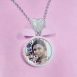 Icy Round Heart Photo Necklace